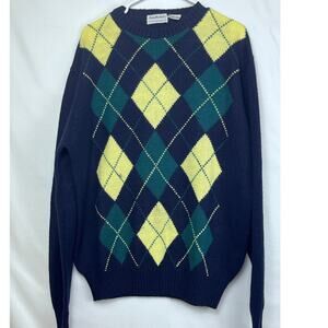 Brian MacNeil Sportwear Mens 2XT Blue/Green Argyle Preppy Long Sleeve Sweater